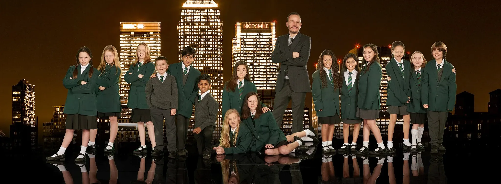 School group cityscape photography