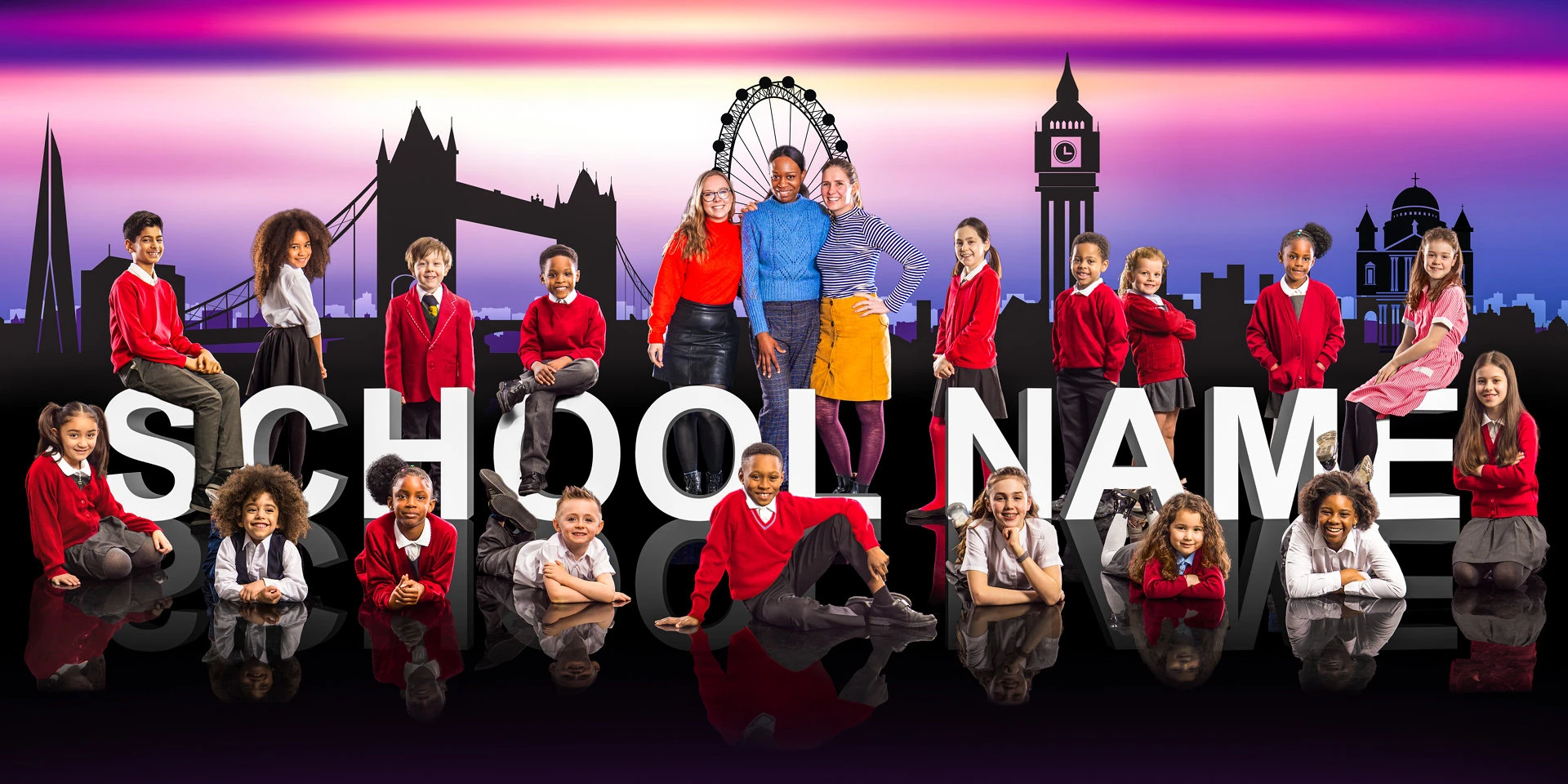 School group London background photography